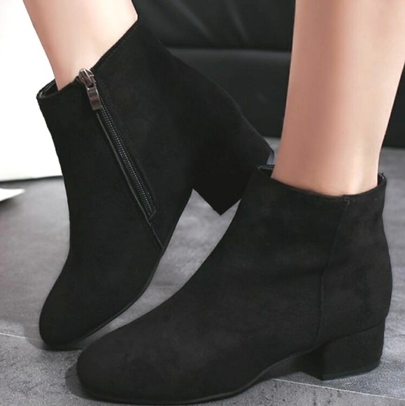 [SOLD] Badass Black Suede Ankle Booties - Picture 2 of 3